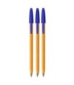 3 SZT x DŁUGOPIS BIUROWY ZE SKUWKĄ BIC ORANGE ORIGINAL FINE 0,8 MM, NIEBIESKI