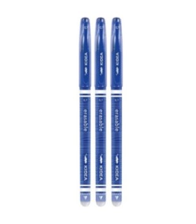 3 szt. x długopis żelowy wymazywalny Kidea z gumką – niebieski, 0.7 mm, pióro