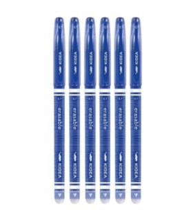 6 szt. x długopis żelowy wymazywalny Kidea z gumką – niebieski, 0.7 mm, pióro