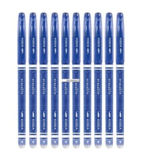 10 szt. x długopis żelowy wymazywalny Kidea z gumką – niebieski, 0.7 mm, pióro