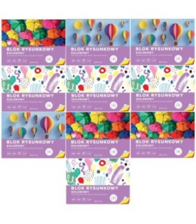 10 SZT. X BLOK RYSUNKOWY KOLOROWY 20 KARTEK 10 KOLORÓW A3 80g Interdruk