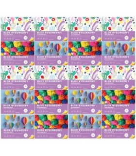 20 SZT. X BLOK RYSUNKOWY KOLOROWY 20 KARTEK 10 KOLORÓW A3 80g Interdruk