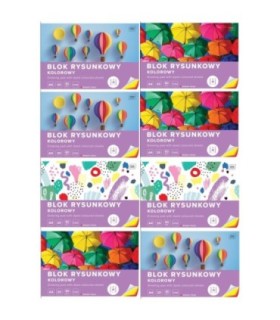 8 SZT. X BLOK RYSUNKOWY KOLOROWY 20 KARTEK 10 KOLORÓW A4 80g Interdruk
