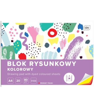8 SZT. X BLOK RYSUNKOWY KOLOROWY 20 KARTEK 10 KOLORÓW A4 80g Interdruk
