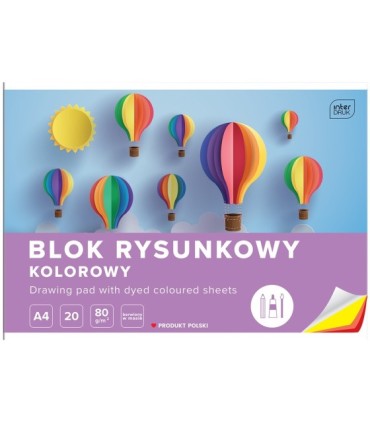 8 SZT. X BLOK RYSUNKOWY KOLOROWY 20 KARTEK 10 KOLORÓW A4 80g Interdruk