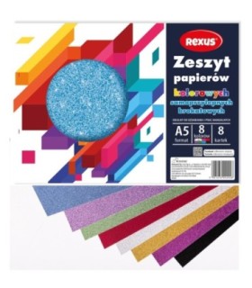 Wycinanka zeszyt A5 papierów kolorowych samoprzylepnych 8 kart BROKATOWYCH REXUS  BENIAMIN