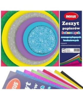 Wycinanka zeszyt A4 papierów kolorowych samoprzylepnych 8 kart BROKATOWYCH REXUS  BENIAMIN