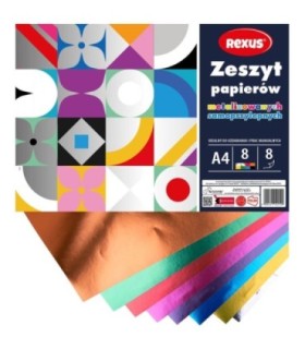 Wycinanka zeszyt A5 papierów kolorowych samoprzylepnych 8 kart METALIZOWANYCH REXUS  BENIAMIN