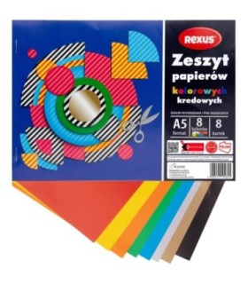 Wycinanka zeszyt A4 papierów kolorowych kredowych 8 kart REXUS  BENIAMIN