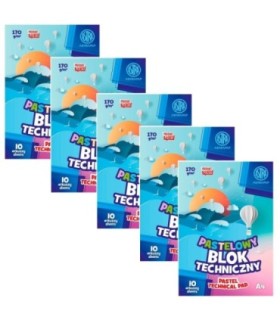 5 szt. x Blok techniczny Astra 10 pastelowych, kolorowych kartek A4