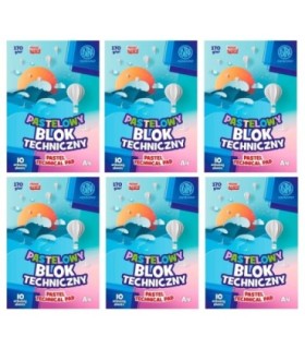 6 szt. x Blok techniczny Astra 10 pastelowych, kolorowych kartek A4