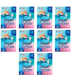 10 szt. x Blok techniczny Astra 10 pastelowych, kolorowych kartek A4