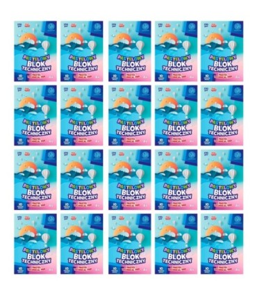 20 szt. x Blok techniczny Astra 10 pastelowych, kolorowych kartek A4