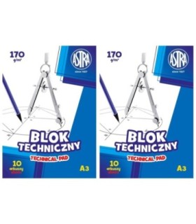 2x Blok techniczny biały A3 ASTRA 10 arkuszy 170g