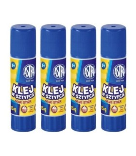 4x klej szkolny, biurowy w sztyfcie 15 g  ASTRA, mocny, niemarszczący papieru