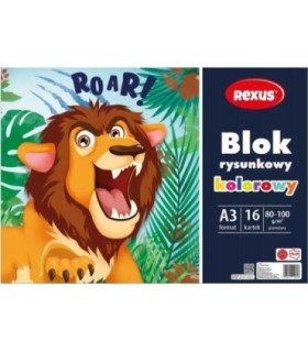 Blok rysunkowy kolorowy REXUS Benjamin A3 16 kartek, 80-100g/m2