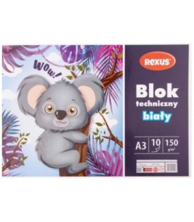 Blok techniczny biały REXUS Benjamin A3 10 kartek, 150g/m2