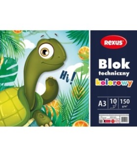Blok techniczny kolorowy REXUS Benjamin A3 10 kartek, 150g/m2