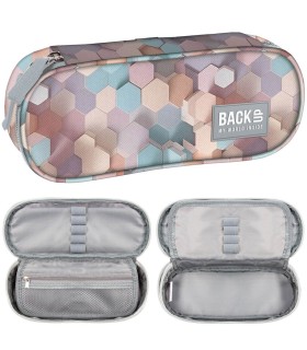 Piórnik saszetka usztywniona BackUP Derform dla dziewczynki Geometric Beige AI