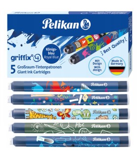 Naboje do piór GRIFFIX długie niebieskie PELIKAN opakowanie 5 sztuk