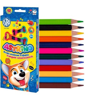 Kredki ołówkowe trójkątne szkolne 12 intensywnych kolorów ASTRA ASTRINO