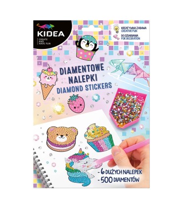 Diamentowe nalepki słodkości 6 dużych naklejek 500 diamentów KIDEA