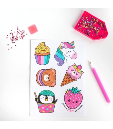 Diamentowe nalepki słodkości 6 dużych naklejek 500 diamentów KIDEA