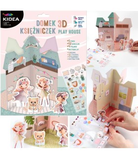 Zestaw kreatywny domek księżniczek 3D 52 naklejki, 4 figurki, 5 pokoi KIDEA