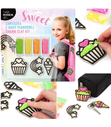 Zestaw kreatywny 3 zawieszki z masy piankowej + łańcuszek SWEET KIDEA