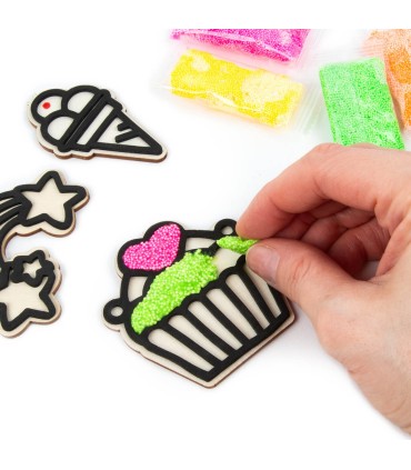 Zestaw kreatywny 3 zawieszki z masy piankowej + łańcuszek SWEET KIDEA