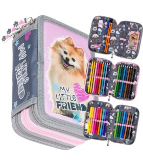 POTRÓJNY PIÓRNIK Z WYPOSAŻENIEM ST.MAJEWSKI MY LITTLE FRIEND piesek