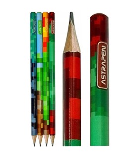 4 x ołówki trójkątne HB dla fana gier pixel Astra