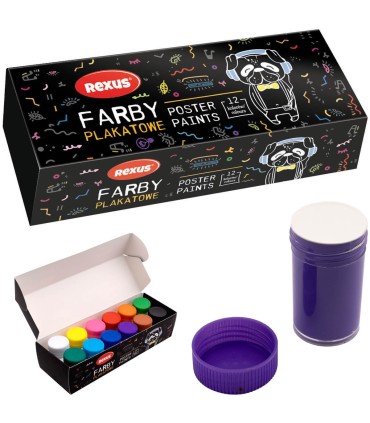 FARBY PLAKATOWE 20ML 12 KOLORÓW, REXUS TEENS