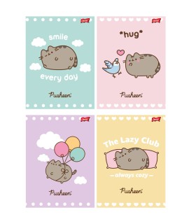 4 X ZESZYT A5, 32 KARTKI, KRATKA z MARGINESEM, PUSHEEN KOTEK KOT
