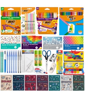 MEGA zestaw wyprawka szkolna do klas 4-6, BIC, XXL 89 elementów w tym 7 zeszytów przedmiotowych