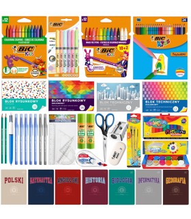 MEGA zestaw wyprawka szkolna do klas 4-6, BIC, XXL 89 elementów w tym 7 zeszytów przedmiotowych