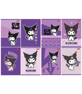 8x ZESZYT A5, 32 KARTKI KUROMI, 4xTRZYLINIA KOLOROWA + 4xKRATKA, KAŻDY INNY