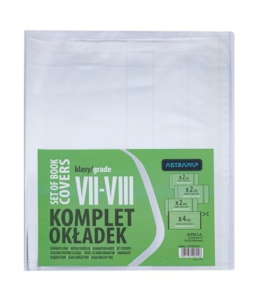 Komplet okładek na książki podręczniki do klas 7-8 uniwersalnych 10 sztuk ASTRA