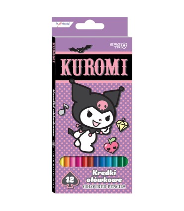 Kredki ołówkowe trójkątne 12 kolorów Kuromi, St. Majewski