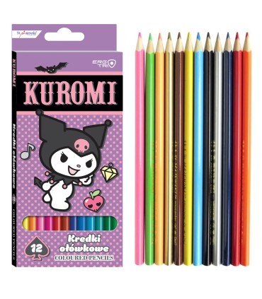 Kredki ołówkowe trójkątne 12 kolorów Kuromi, St. Majewski