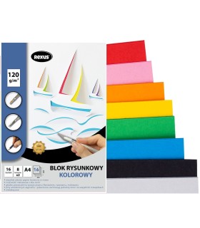 Blok rysunkowy kolorowy REXUS Beniamin A4 16 kartek, 120g/m2