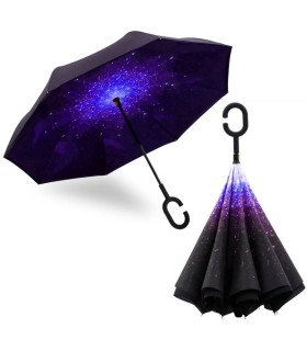 Parasol odwrócony Revers Galaxy z podwójnym materiałem wzorzysty