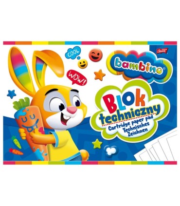 Blok techniczny BAMBINO 10 białych kartek A4 Unipap