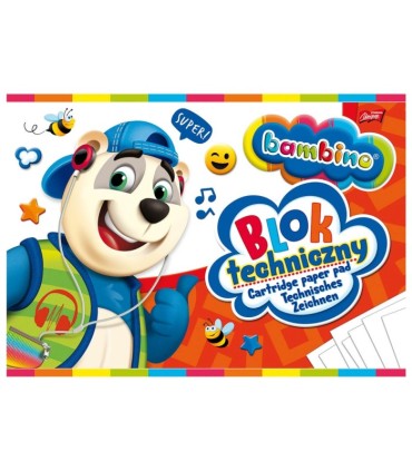 Blok techniczny BAMBINO 10 białych kartek A4 Unipap