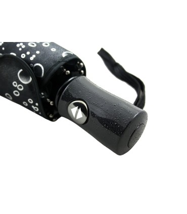 Otwierana i zamykana automatycznie parasolka damska Tiros – Srebrne Krople, czarna