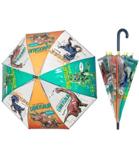 Głęboka bezpieczna parasolka dziecięca PERLETTI przezroczysta DINOZAURY
