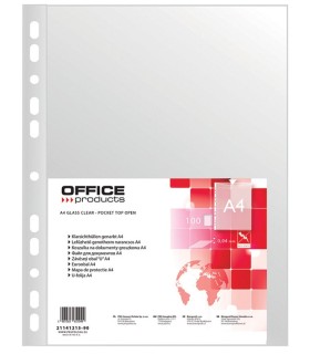 Koszulki na dokumenty OFFICE PRODUCTS, A4, 40 µm, groszkowe, 100 sztuk