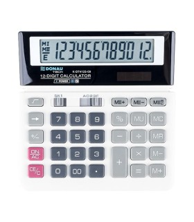 Kalkulator biurowy DONAU TECH, 12-cyfrowy, zasilanie bateryjno-solarne, biały