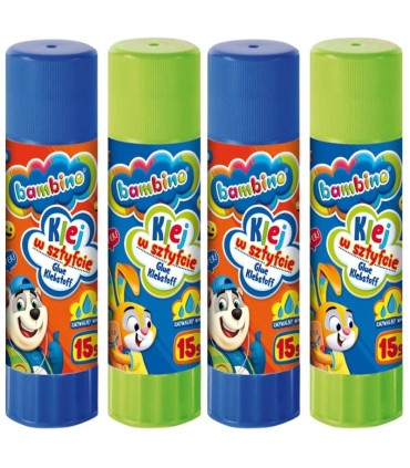 4x klej szkolny w sztyfcie Bambino 15 g – bezbarwny, nietoksyczny