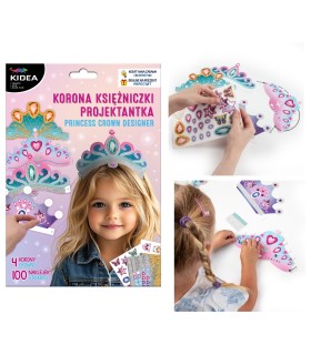 Zestaw kreatywny małej projektantki KIDEA KORONA KSIĘŻNICZKI 4 korony 100 naklejek
